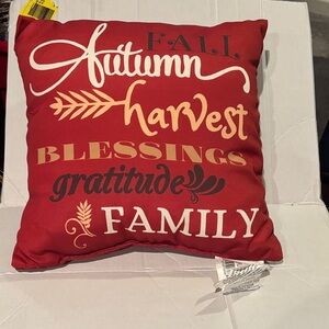 Autumn Harvest Gratitude Pillow - Red